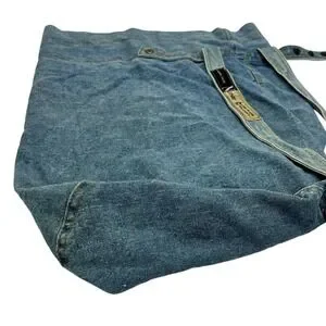 Vintage 90s Shoulder Bag New York Line Blue Denim Adjustable Strap Lightweight Vintage 90s Shoulder Bag New York Line Denim Backpack Hobo  main image 3